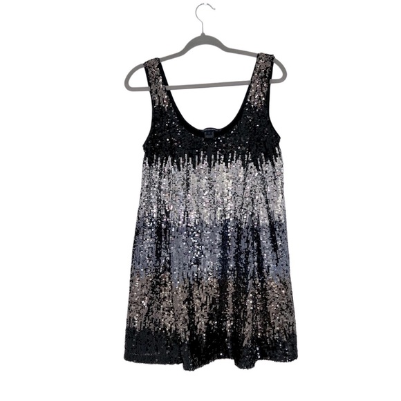 French Connection Dress Estari Sequin Ombre Sleeveless Swing evening event M - Picture 2 of 13